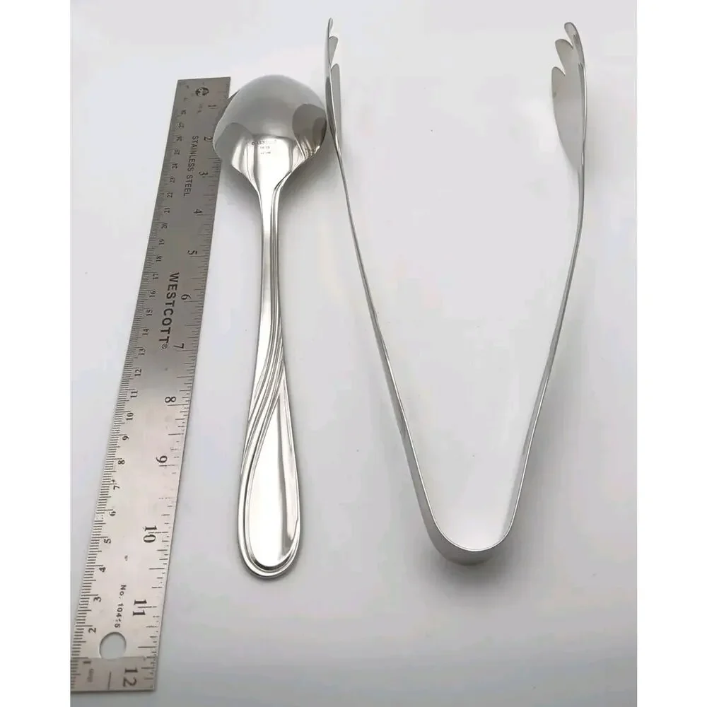 Lenox Summerville Oversized Serving Spoon & Tongs 18/10 Stainless Flatware New